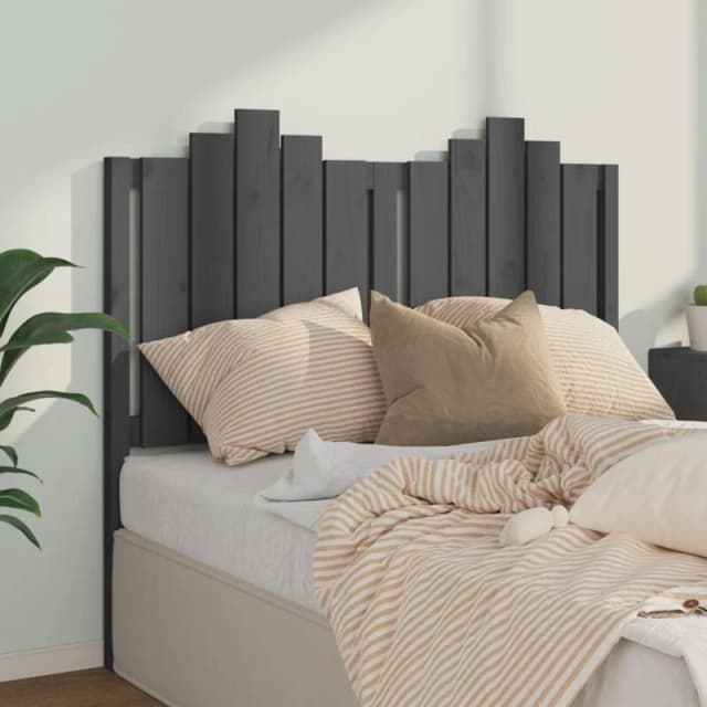 LES TENDANCES Bed Headboard Grey 126x4x110cm Solid Wood Pine vidaXL 8720287003434