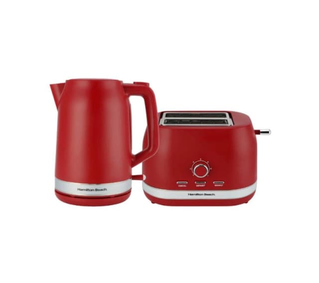 HAMILTON BEACH Ella Breakfast Jug Kettle & 2-Slice Toaster Bundle - Red, Red 5060916372016