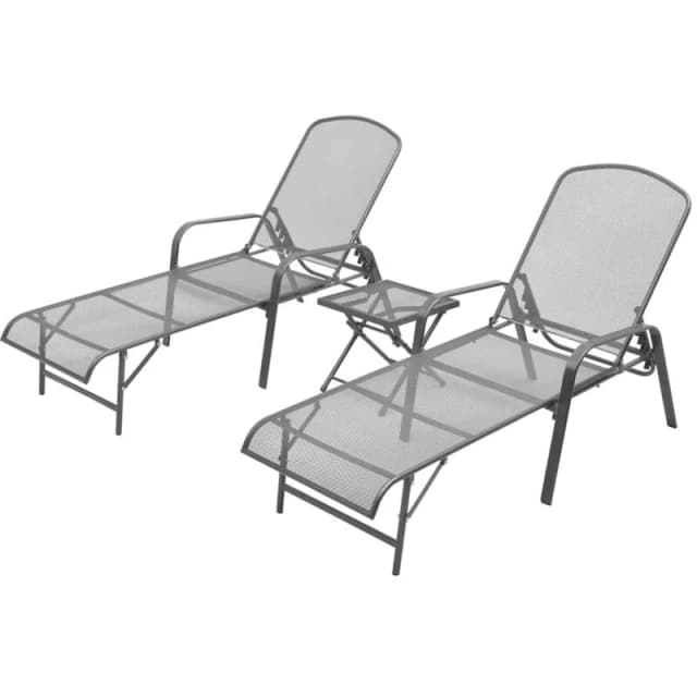 vidaXL Sun Loungers 2 pcs with Table Steel Anthracite