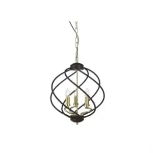 Flow 3 Light Spherical Pendant Matt Black, Dark Bronze, E14