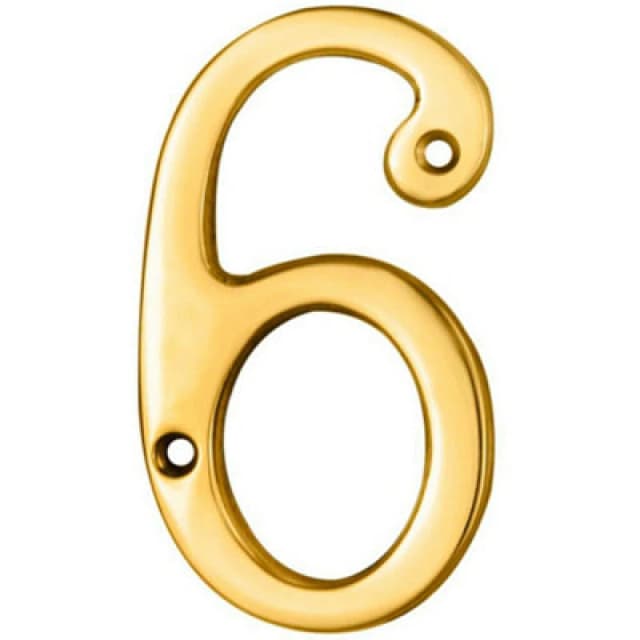 Loops Polished Brass Door Number 6/9 75mm Height 4mm Depth House Numeral Plaque Metallics