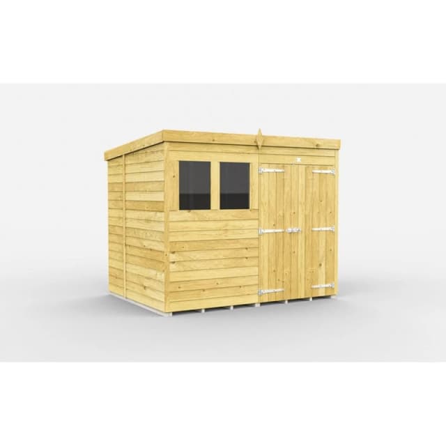 Buttercup Farm 8 x 6 Feet Pent Shed - Double Door W/ Windows - L178 x W243 x H201cm in Brown Brown Unisex