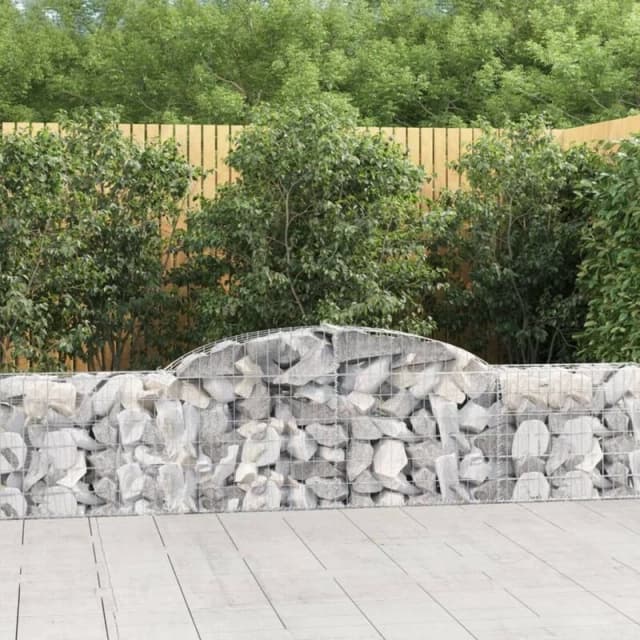 vidaXL Arched Gabion Baskets 3 pcs 300x30x60/80cm Galvanised Iron, Silver 3146486