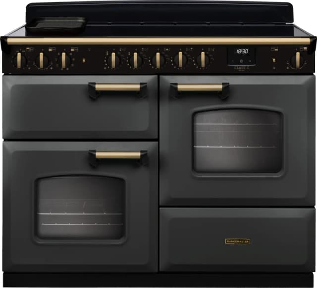 Rangemaster CLDLO110EIPSLT/AB1 Classic Deluxe OC 110cm Induction Range Cooker Antique Brass Trim 18345 - SLATE CLDLO110EIPSLT/AB1
