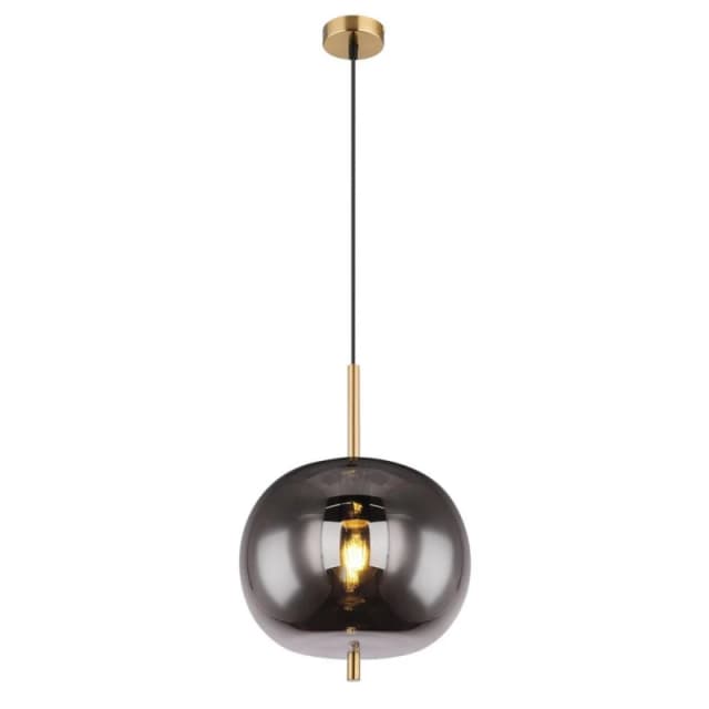 Netlighting Blacky I Globe Pendant Ceiling Light BrassColoured Glass Shade 1x E27 in Gold Gold Unisex