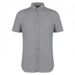 Firetrap Short Sleeve Dogtooth Shirt - Grey