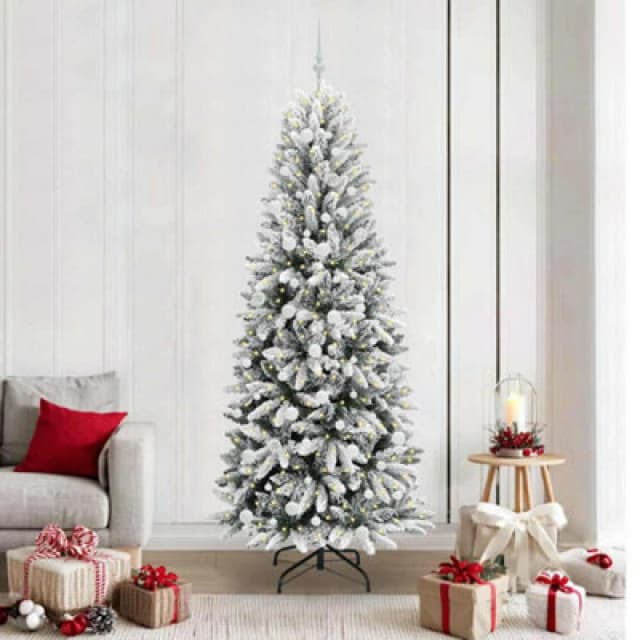 vidaXL Artificial Christmas Tree with 300 LEDs, White Balls White 78 x 78 x 210 cm, White 3396060