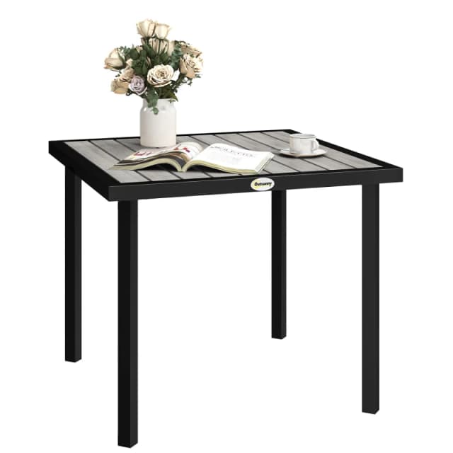 Outsunny Garden Table for 4 Person with 5.4cm Parasol Hole, Light Grey 84G-646V00LG