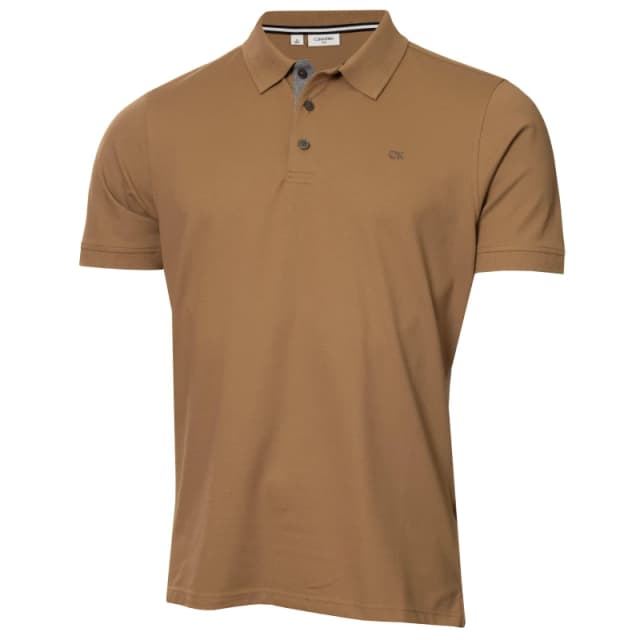 Calvin Klein Golf Mens Short Sleeve Performance Polo Shirt Biscuit male Small