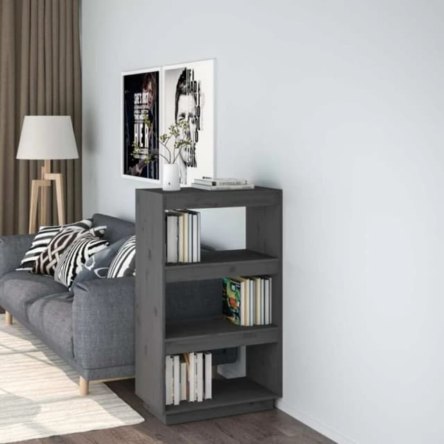 VIDAXL Book Cabinet/Room Divider Grey 60x35x103cm Solid Wood Pine vidaXL 8720286815977