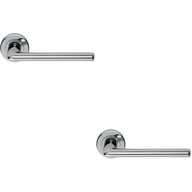 Loops 2x PAIR Slimline Straight Bar Lever on Round Rose Concealed Fix Polished Chrome Multi