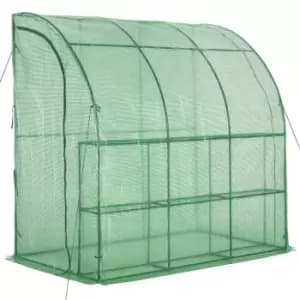 Outsunny 214 X 120 X 215Cm Walk-in Lean To Wall Tunnel Greenhouse With Door - Green