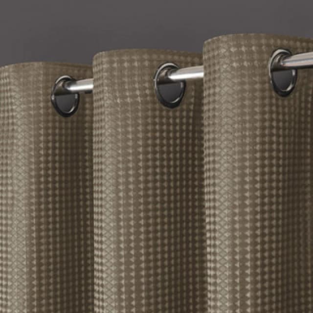 Velosso Waffle Weave Total Blackout Jacquard Eyelet Header Curtains - Natural