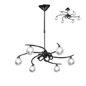 Fragma Telescopic Semi Flush Convertible 6 Light G9, Black Chrome