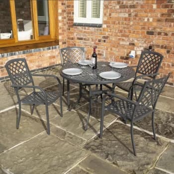 Vienna 4 Seat Aluminium Dining Set - Gunmetal Grey