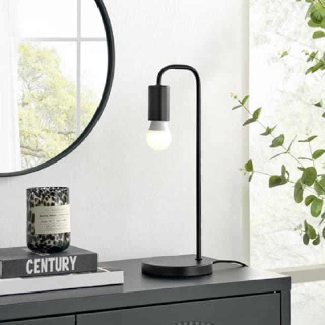 FurnitureboxUK FurnitureboxUK Lola Exposed Bulb Modern Industrial Table Desk Lamp in Black One Size Unisex 5060661186296
