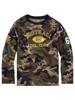Ralph Lauren Boys Long Sleeve Camo Print T-Shirt - Multi