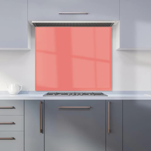 Warren Reed - Designer Coral Pink Kitchen Splashback Size: 600mm x 750mm Pink Unisex 600mm x 750mm