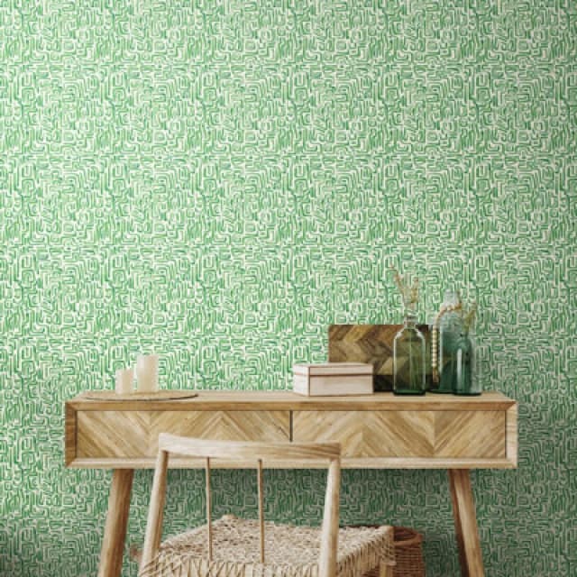 Hoopla Walls Maze Squiggle - Emerald 10M Wallpaper