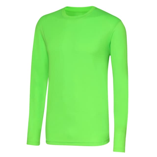 AWDis AWDis Men Just Cool Long Sleeve Cool Sports Performance Plain T-Shirt in Green Size: Small Green S Male 5057819001778