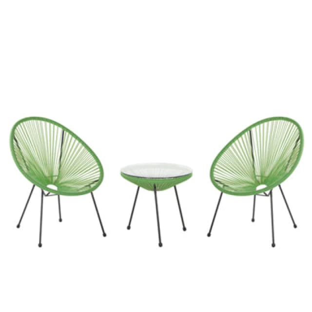 Beliani Bistro Set Acapulco Ii Pe Rattan Green