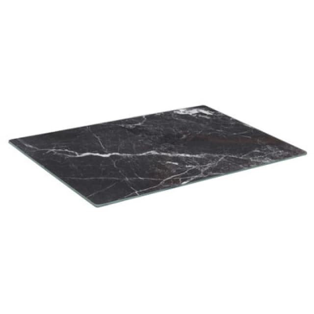 Harbour Housewares Glass Chopping Board - 30 X 20Cm Black Marble Kitchen Dining Place Mats Cutting Mat Worktop Saver For Food Prep