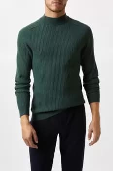 Premium Khaki Muscle Fit Fine Rib Knitted Turtle Neck Jumper