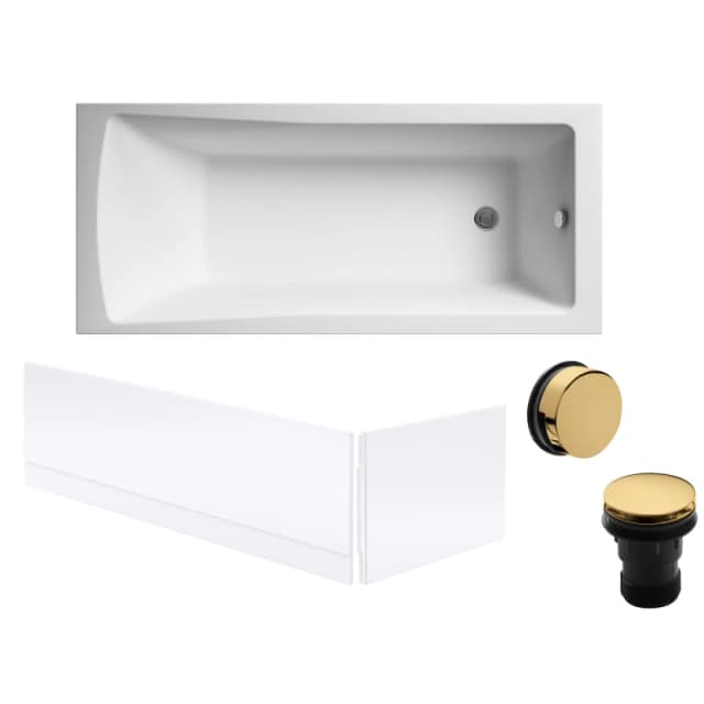 Balterley Square Single Ended Bath Panels and Brushed Brass Waste 1700 x 700mm Bronze