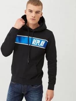 Replay Foil Logo Overhead Hoodie - Black