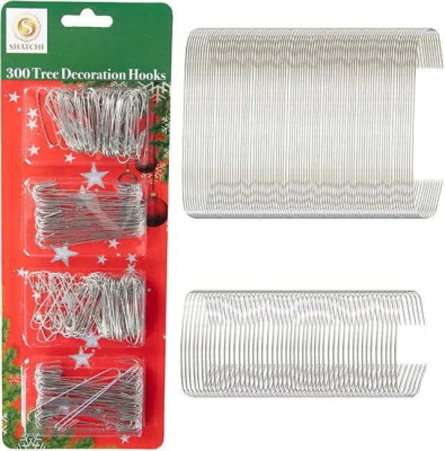 Shatchi 300Pcs Tree Decoration Hooks Silver - Perfect For Hanging Ornaments Securely