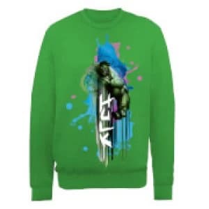 Marvel Avengers Assemble Hulk Art Burst Sweatshirt - Green - L
