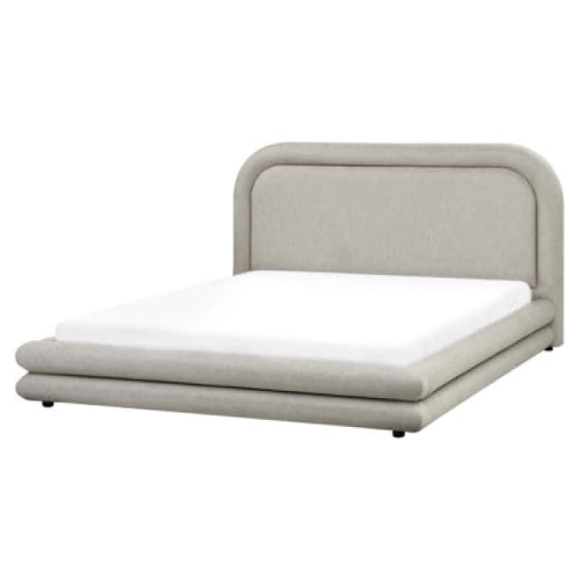 Beliani Bed Faux Linen Lavardens 160 X 200 Cm (Eu King Size) Taupe