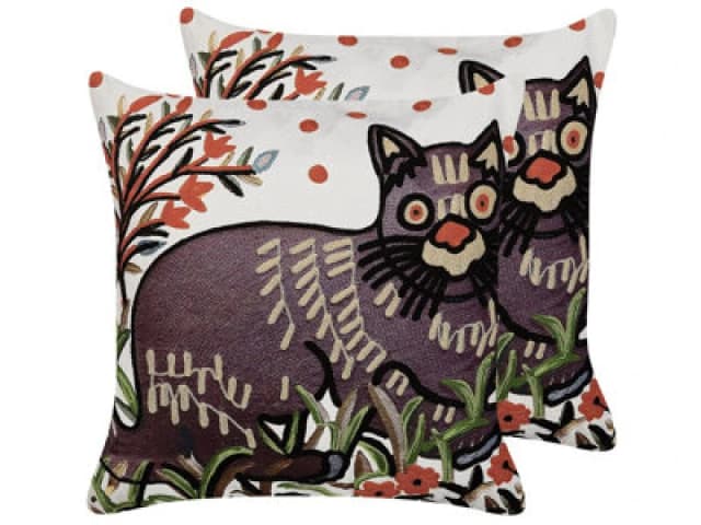 Beliani Set Of 2 Decorative Cushions Phusro Cotton 50 X 50 Cm Multicolour Animal Pattern