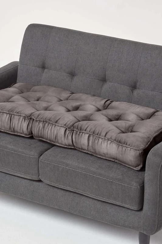 Homescapes Faux Suede 2 Seater Booster Cushion Grey