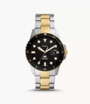 Fossil Men Fossil Blue Three-Hand Date Two-Tone Stainless Steel Watch