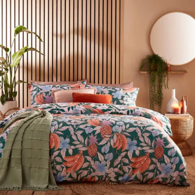 Furn Furn Cypressa Floral Mosaic Reversible Duvet Cover Set in Jade Size: King Jade King Unisex 5025532733085