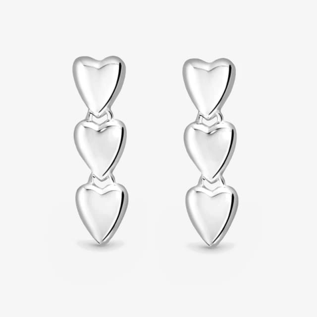 Simply Silver Sterling Silver 925 Triple Heart Drop Earrings Silver female One Size