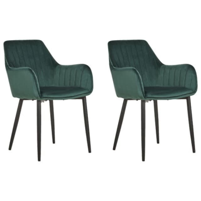 Beliani Set Of 2 Dining Chairs Wellston Velvet Dark Green