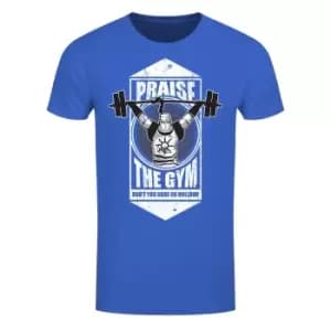Grindstore Mens Praise The Gym T-Shirt (S) (Blue)