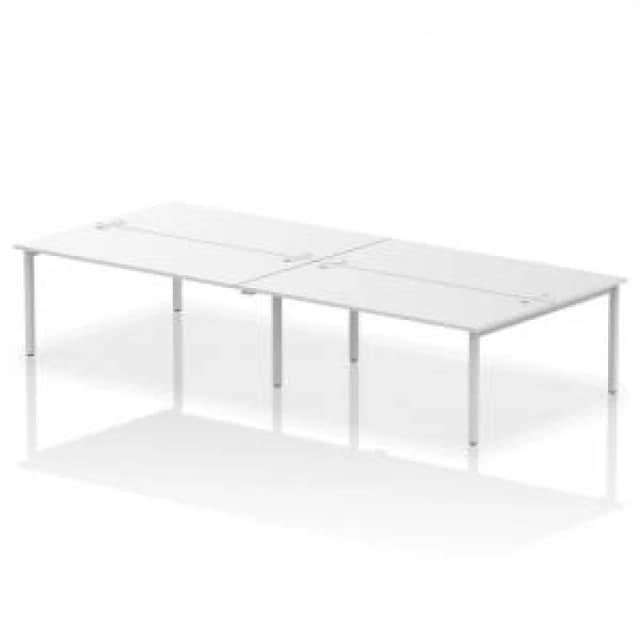 Impulse Impulse Bench B2B 4 Person 1800 Silver Frame Office Bench Desk White IMB4P18WHTS