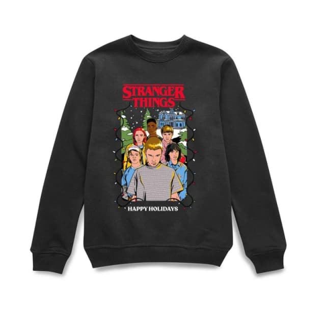 Stranger Things Happy Holidays Christmas Jumper - Black - S