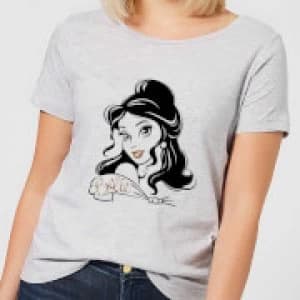 Disney Beauty And The Beast Princess Belle Sparkle Womens T-Shirt - Grey - 3XL