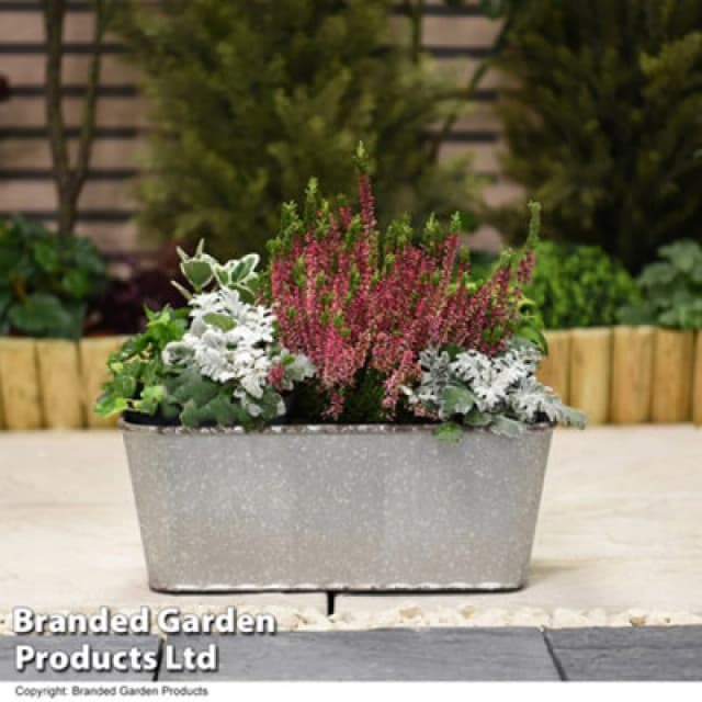 Garden Gear Steel Effect Trough Planter For Garden Outdoor Patio Weatherproof Plastic (X2)