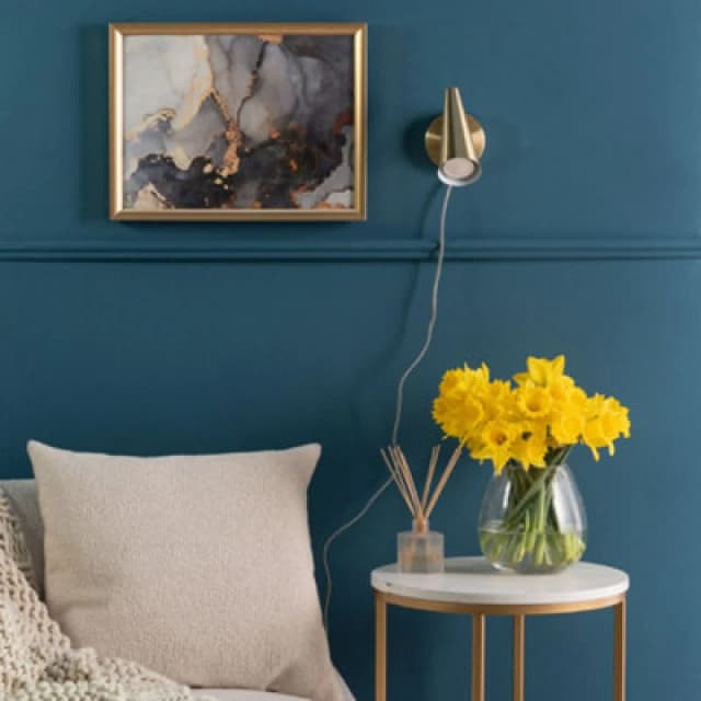 ValueLights Pair of - Plug in Brushed Antique Brass Cone Easy Fit Wall Lights with Adjustable Head Gold