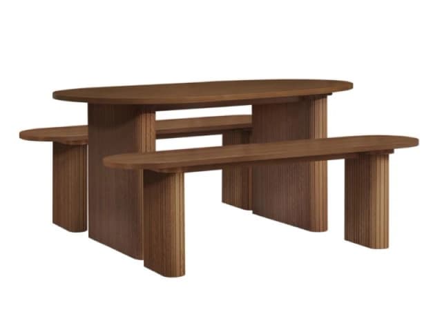 Birlea Axel Walnut 160cm Dining Table and 2 Bench Set