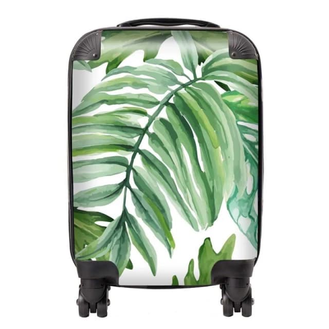 Warren Reed - Designer Exotic Rainforest Leaves Suitcase in Green Size: Large Green Unisex Large