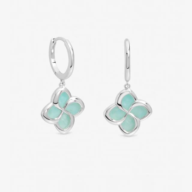 Inicio Sterling Silver Plated Turquoise Clover Huggies Huggie Earrings One Size Silver 73776211000