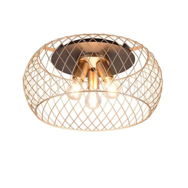 Tamil Modern 3 Light Semi Flush Ceiling Light Brass Matt