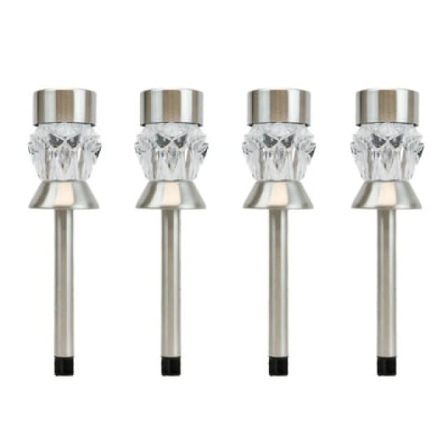 Streetwize Pack of 4 Solar Round Crystal Stake Lights - Multi Multi One Size