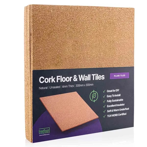 Treefloor 9 Pack Plain Cork Tiles TF1009